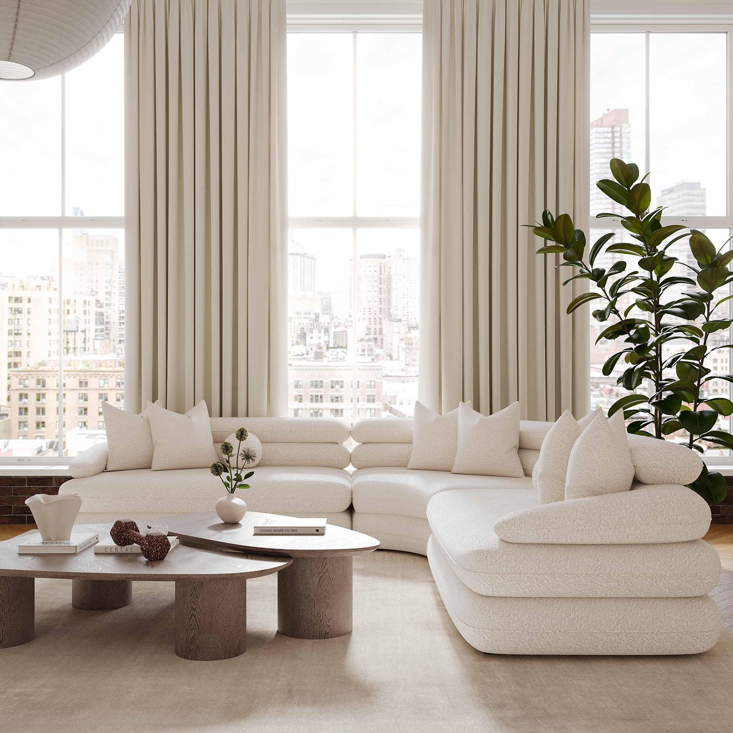 TOV Furniture Lulu Cream Boucle Modular Curved Sectional Sofa