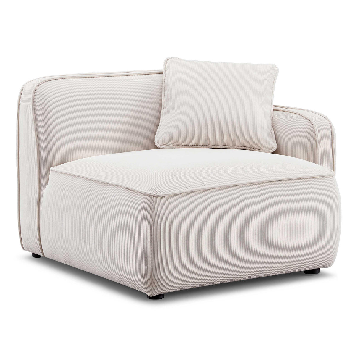 TOV Furniture Travie Performance Corduroy Velvet RAF Corner Chair in white sand, primary product view
