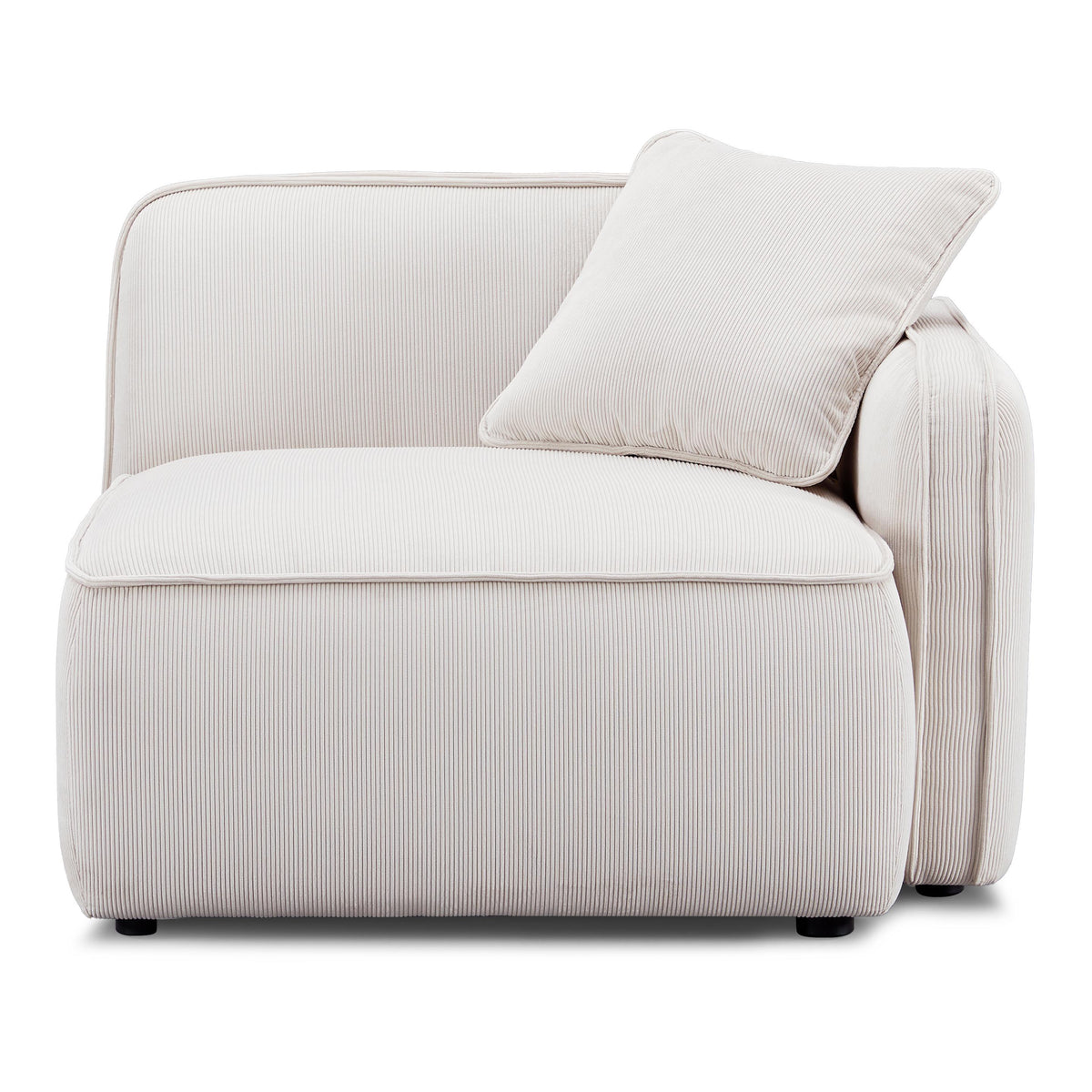 TOV Furniture Travie White Sand Performance Corduroy Velvet RAF Corner Chair