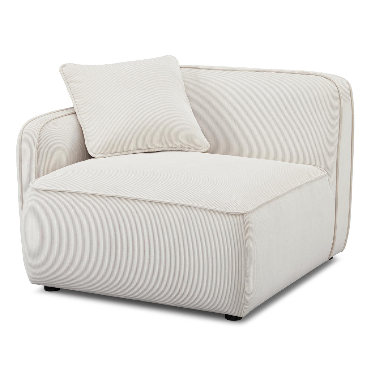 TOV Furniture Travie Performance Corduroy Velvet LAF Corner Chair in white sand, primary view