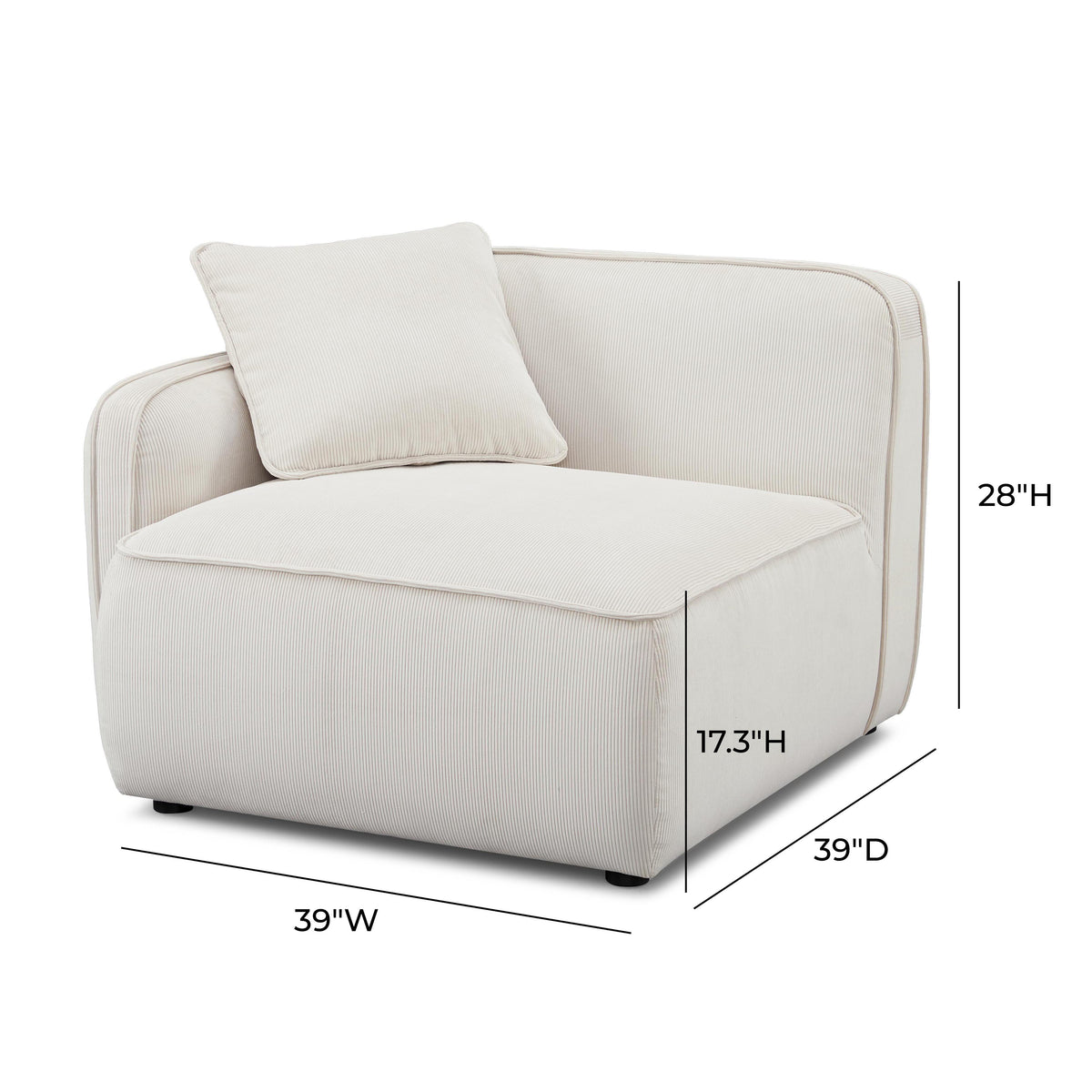 TOV Furniture Travie Performance Corduroy Velvet LAF Corner Chair