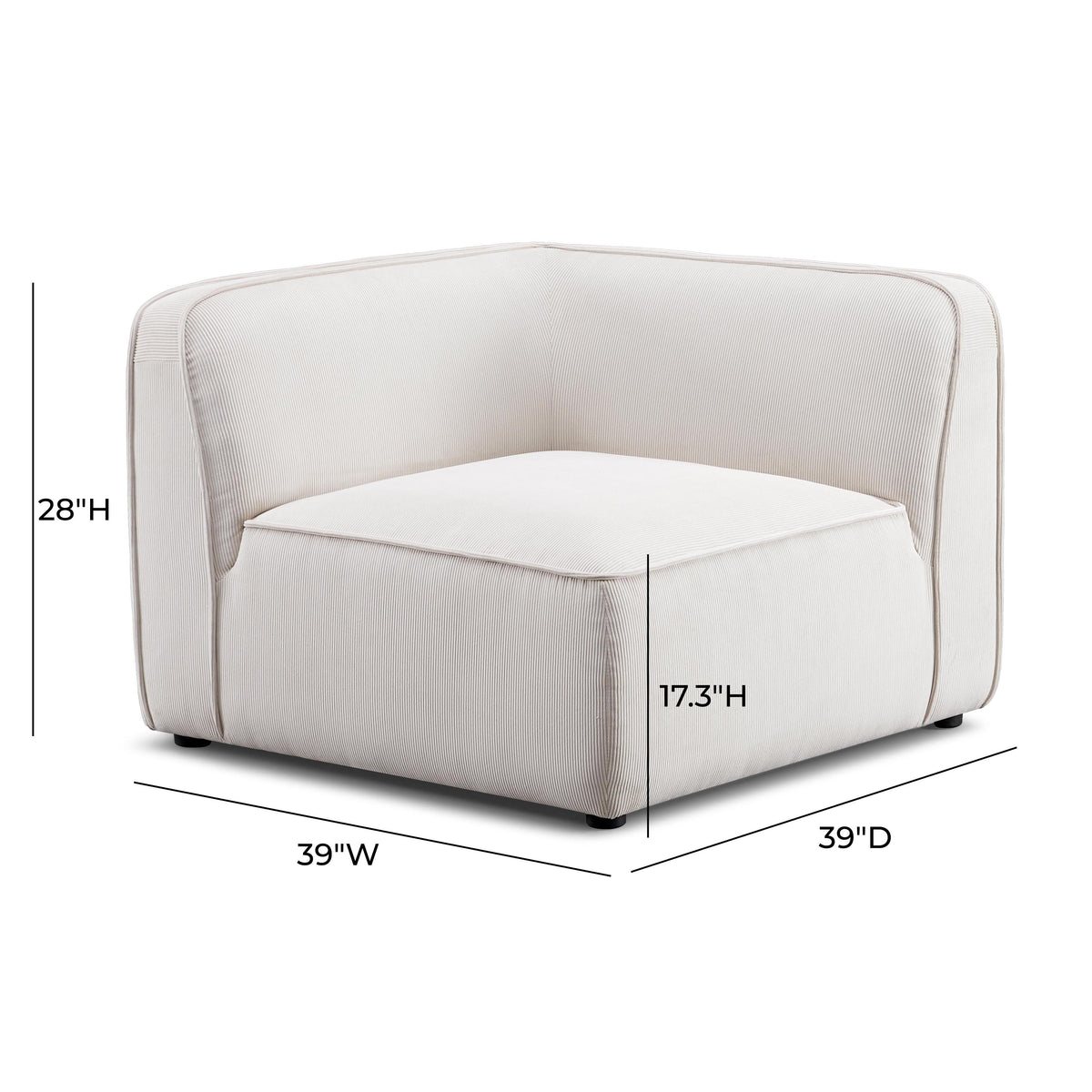 TOV Furniture Travie White Sand Performance Corduroy Velvet Corner Chair