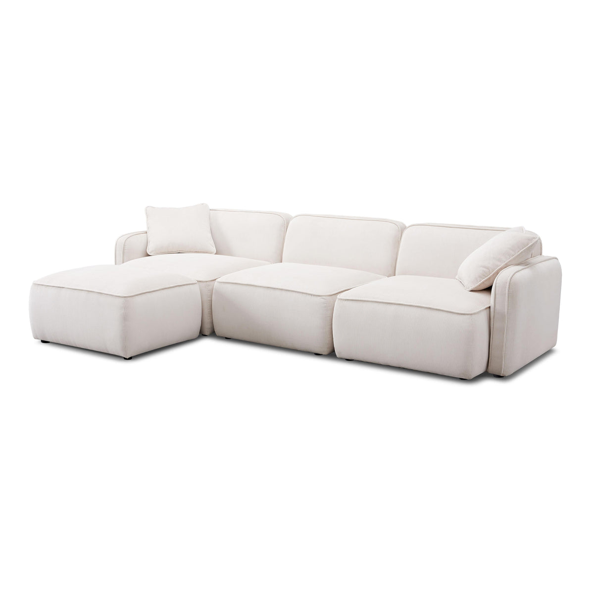 TOV Furniture Travie White Sand Performance Corduroy Velvet 4-Piece Modular Sectional Sofa