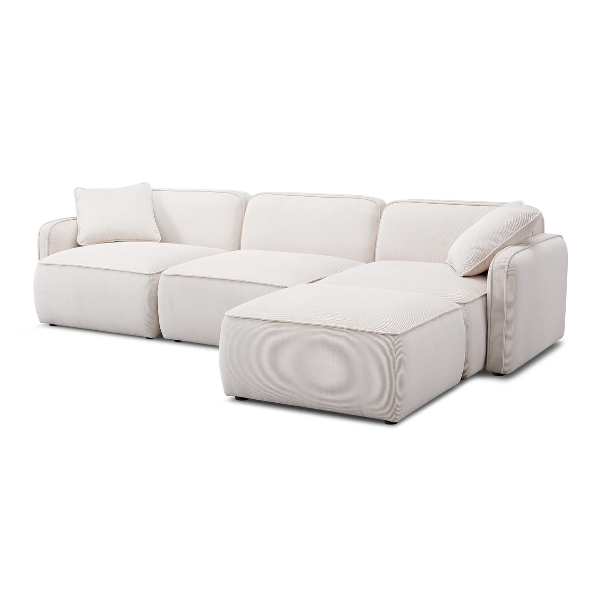 TOV Furniture Travie White Sand Performance Corduroy Velvet 4-Piece Modular Sectional Sofa