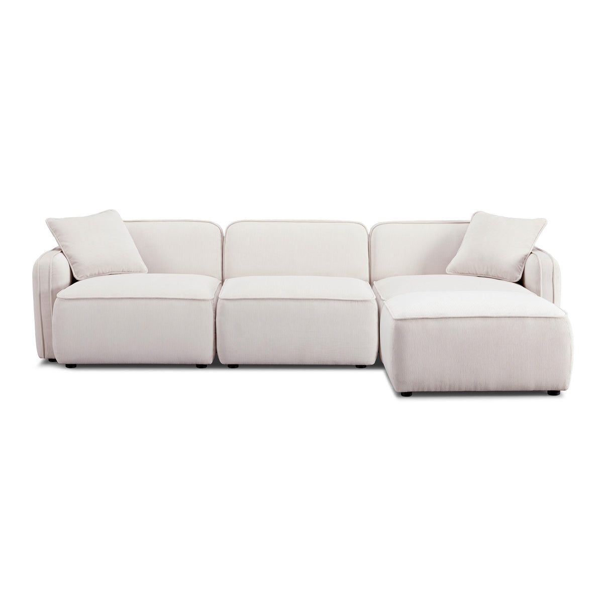 TOV Furniture Travie White Sand Performance Corduroy Velvet 4-Piece Modular Sectional Sofa