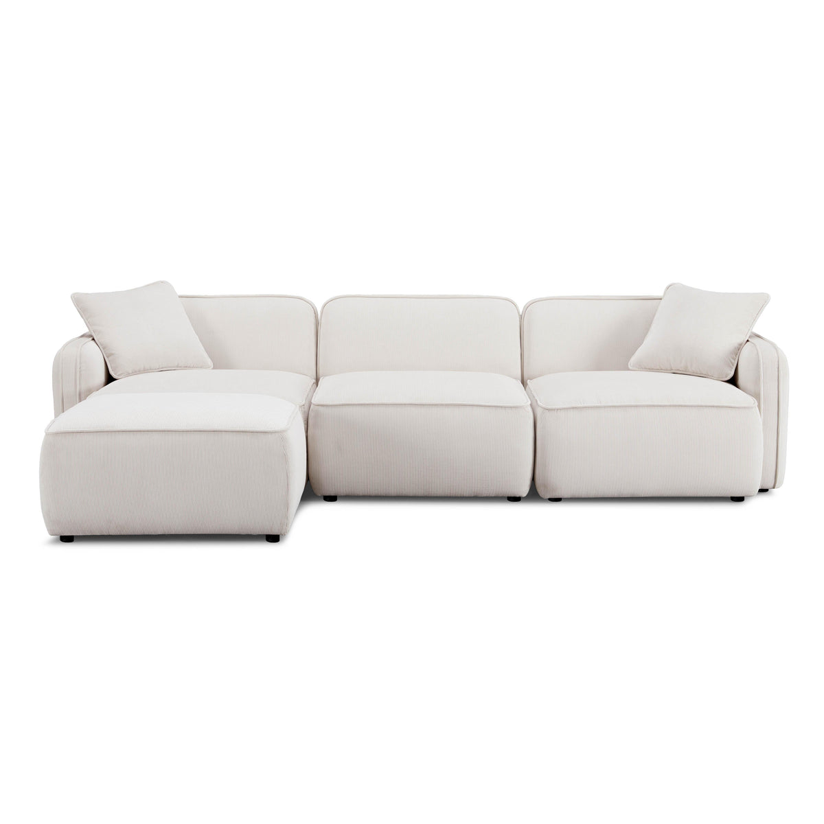 TOV Furniture Travie White Sand Performance Corduroy Velvet 4-Piece Modular Sectional Sofa