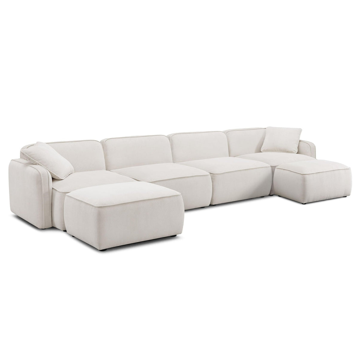 TOV Furniture Travie 6-Piece Performance Corduroy Velvet  Modular U-Sectional in white sand, primary product view