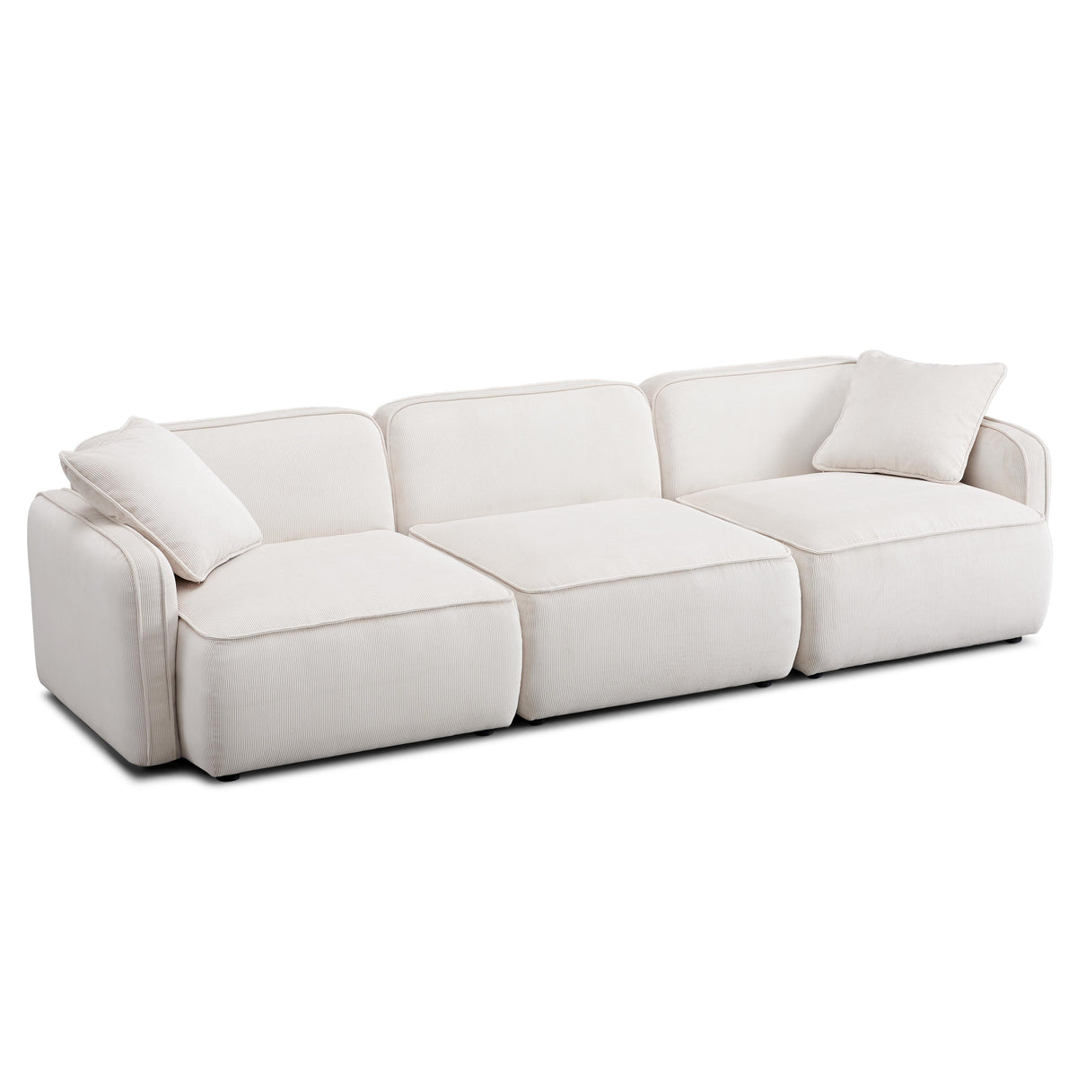 TOV Furniture Travie 112" Performance Corduroy Velvet Modular Sofa in white sand corduroy velvet, primary product view