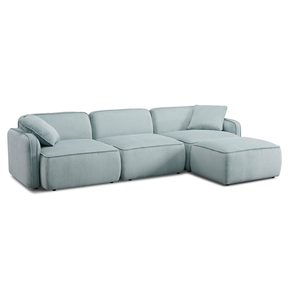 TOV Furniture Travie 4-Piece Performance Corduroy Velvet Modular Sectional in sea blue, primary view