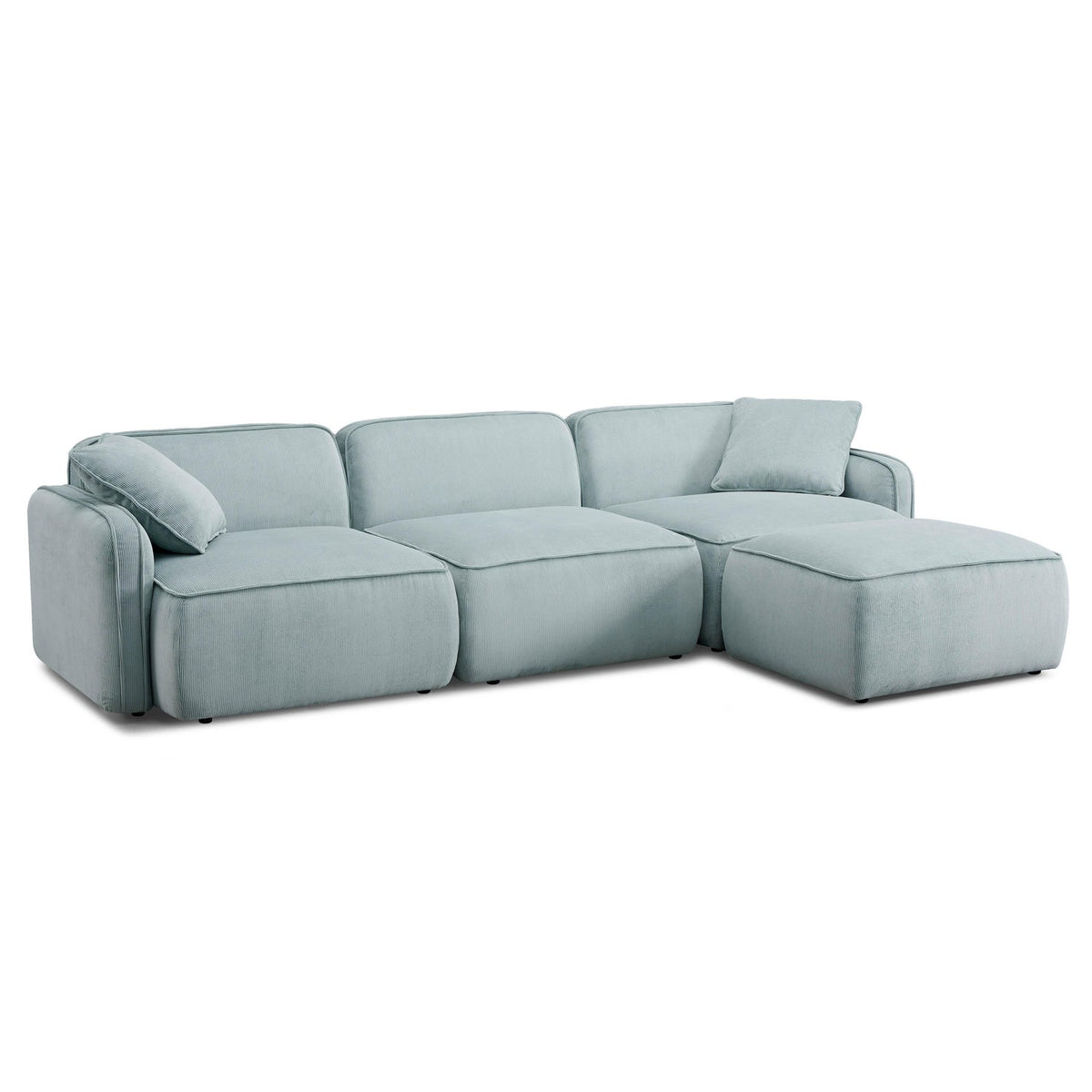 TOV Furniture Travie 4-Piece Performance Corduroy Velvet Modular Sectional in sea blue, primary view