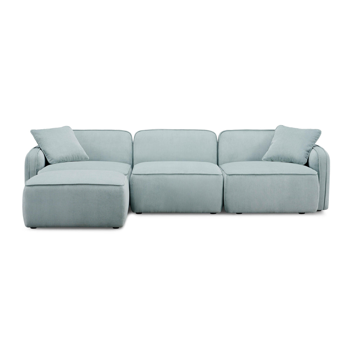 TOV Furniture Travie Sea Blue Performance Corduroy Velvet 4-Piece Modular Sectional Sofa