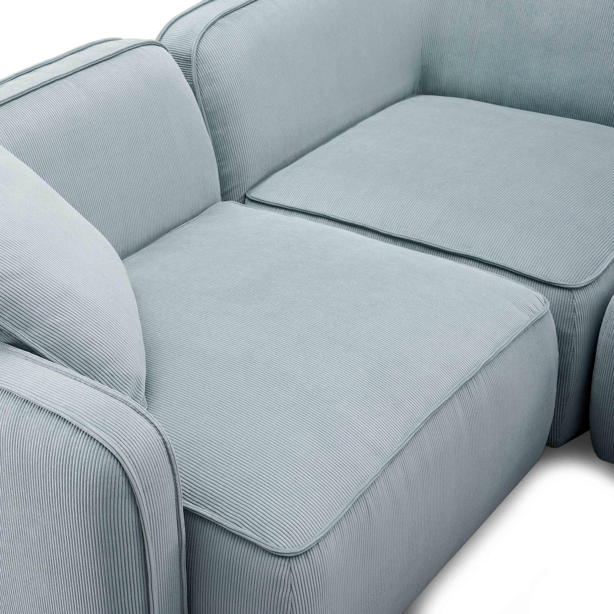 TOV Furniture Travie Sea Blue Performance Corduroy Velvet 4-Piece Modular Sectional Sofa