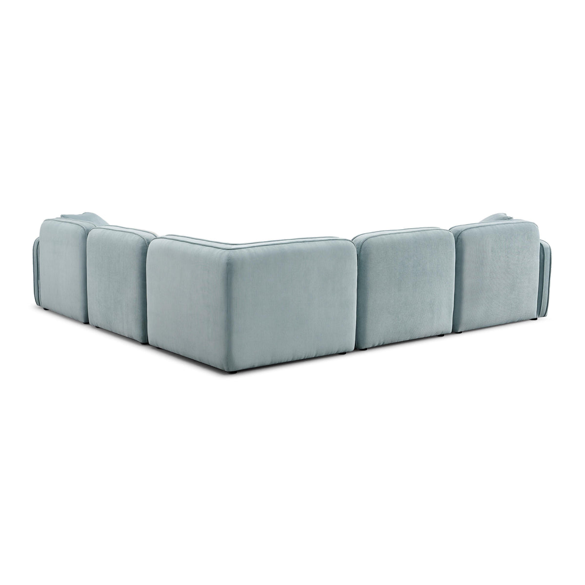TOV Furniture Travie Sea Blue Performance Corduroy Velvet 5-Piece Modular L-Sectional Sofa