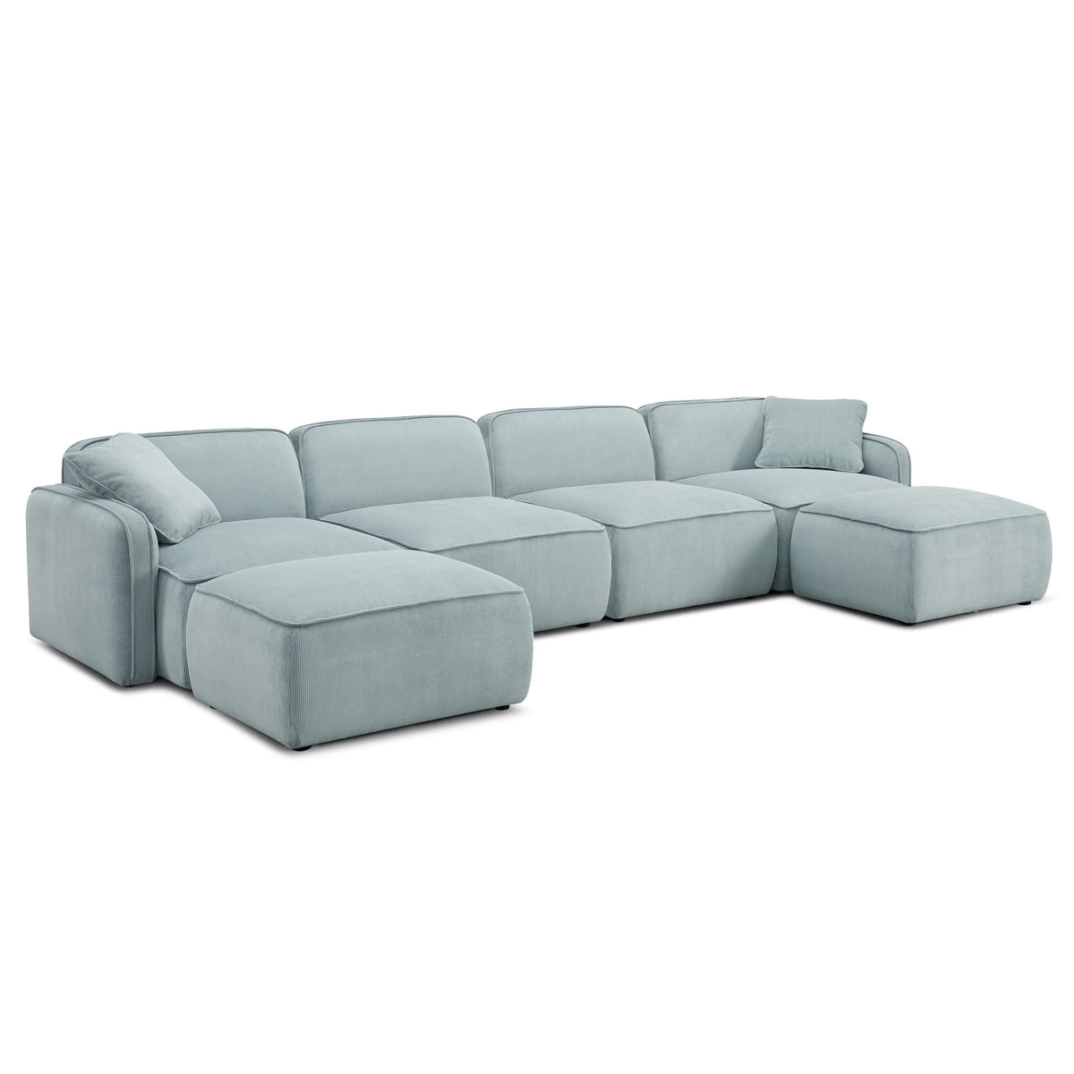TOV Furniture Travie 6-Piece Performance Corduroy Velvet  Modular U-Sectional in sea blue, primary product view