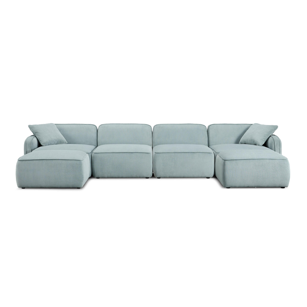 TOV Furniture Travie Sea Blue Performance Corduroy Velvet  6-Piece Modular U-Sectional Sofa