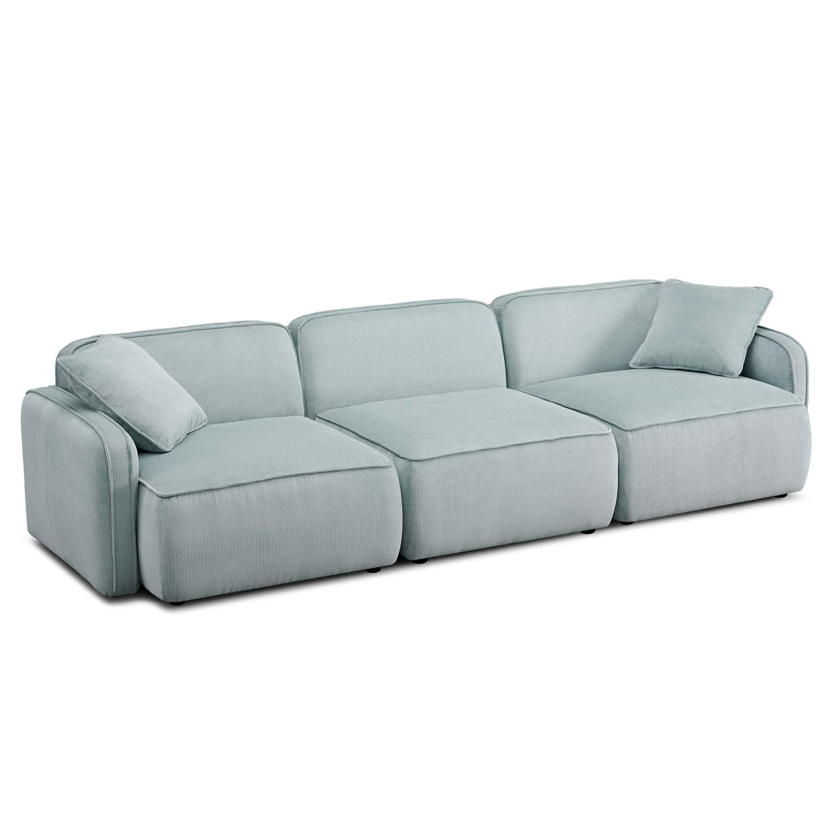TOV Furniture Travie 112" Performance Corduroy Velvet Modular Sofa in sea blue corduroy velvet, primary product view