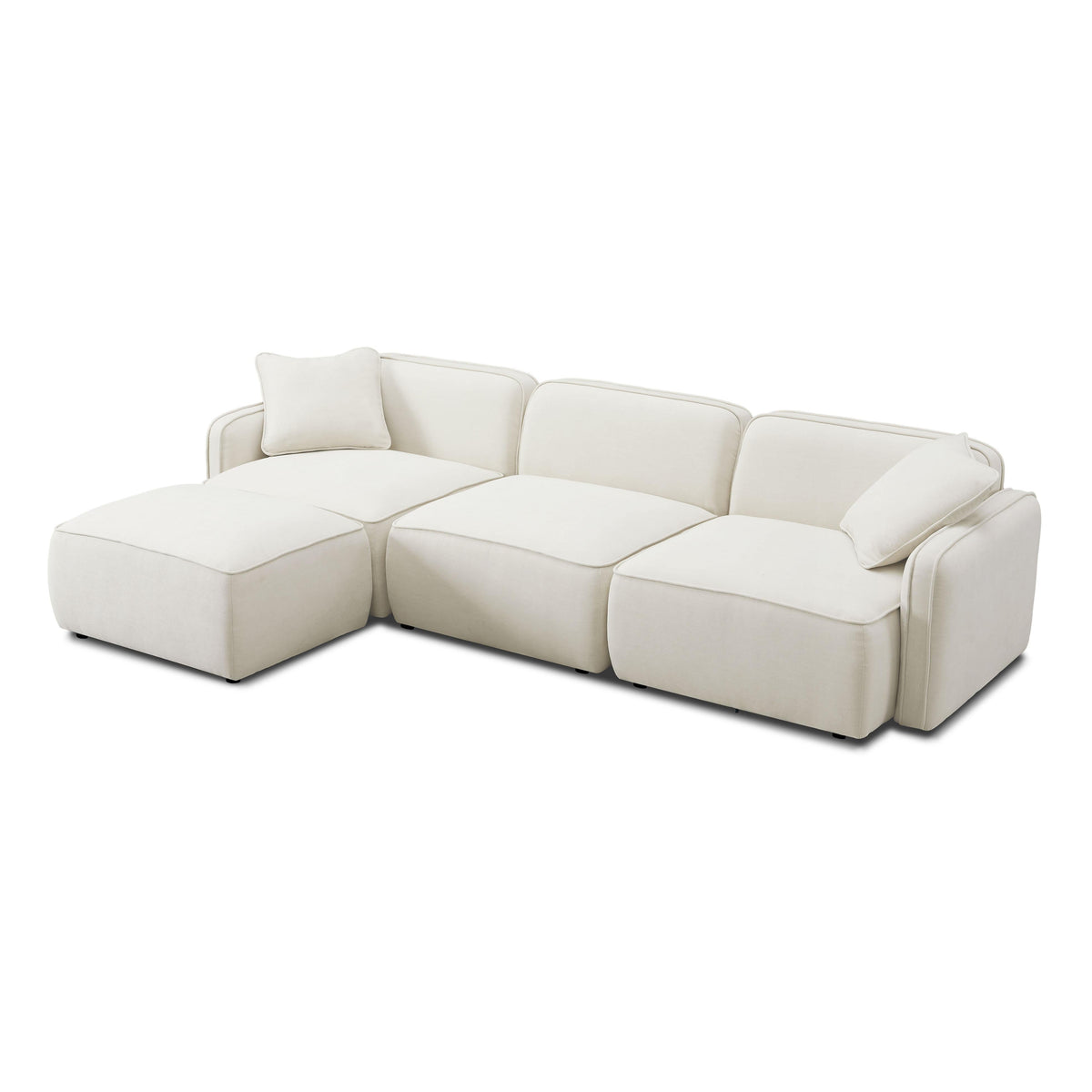 TOV Furniture Travie Sand Upcycled Performance Linen 4-Piece Modular Sectional Sofa