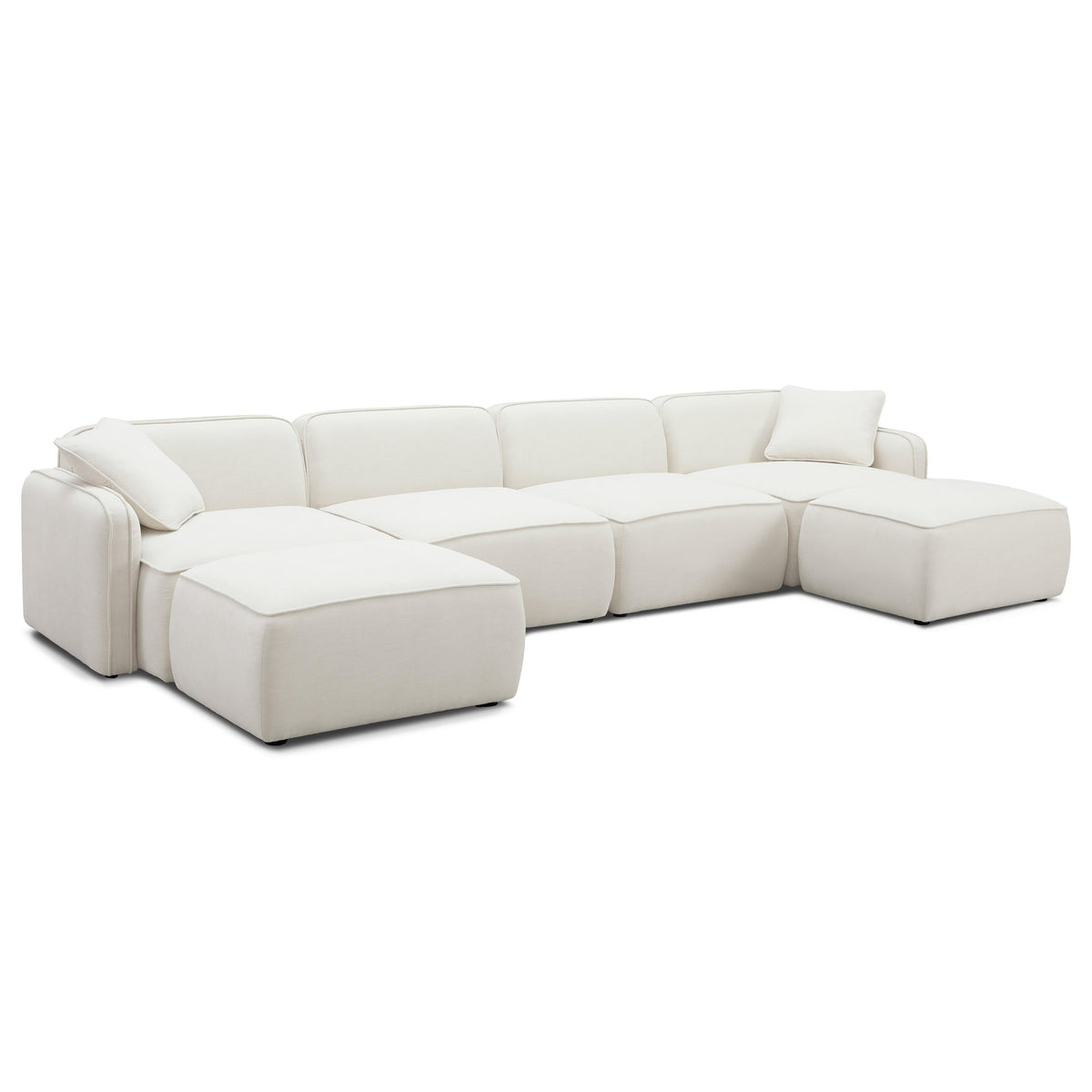 TOV Furniture Travie 6-Piece Upcycled Performance Linen Modular U-Sectional in sand, primary product view