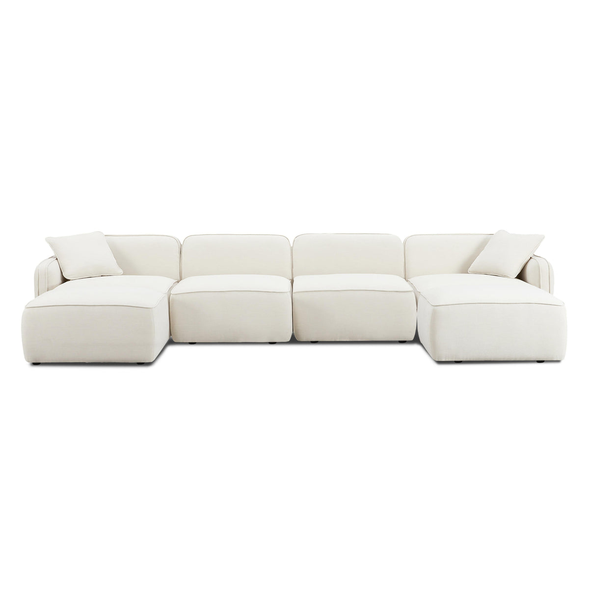 TOV Furniture Travie Sand Upcycled Performance Linen 6-Piece Modular U-Sectional Sofa