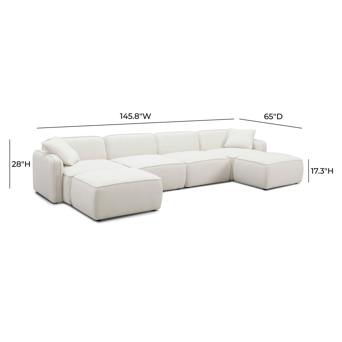 TOV Furniture Travie Sand Upcycled Performance Linen 6-Piece Modular U-Sectional Sofa