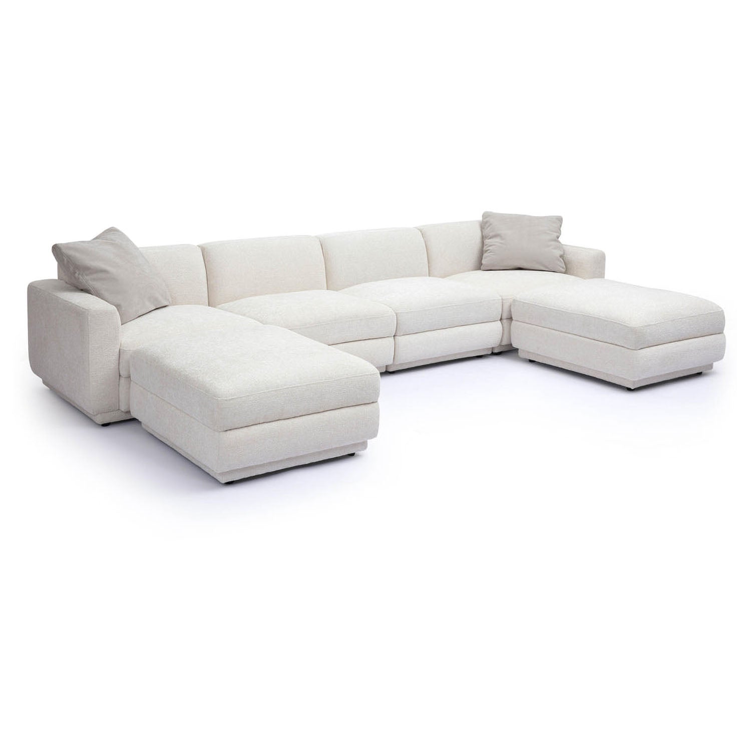 TOV Furniture Perry 6-Piece Cream Chenille Modular U-Sectional Sofa