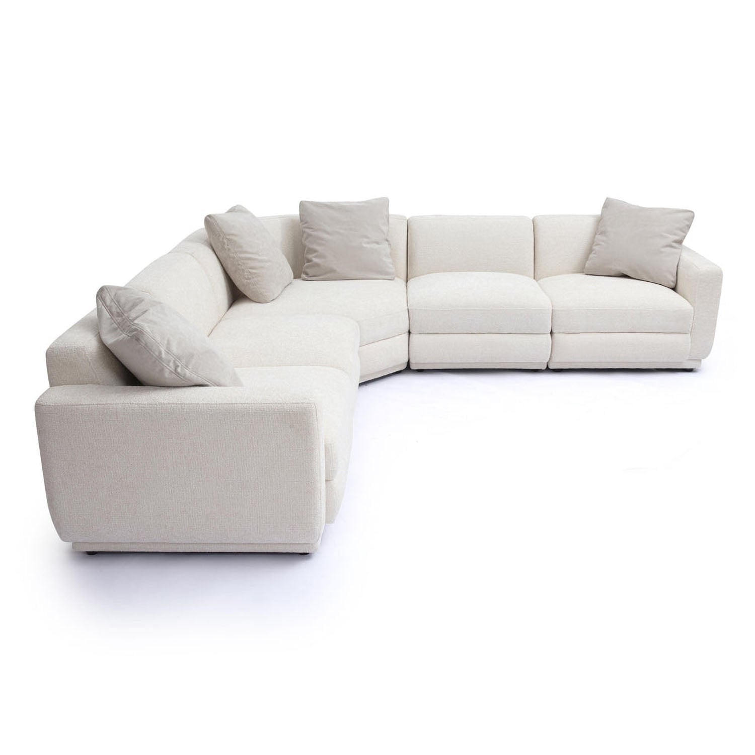 TOV Furniture Perry 5-Piece Cream Chenille Modular L-Sectional Sofa
