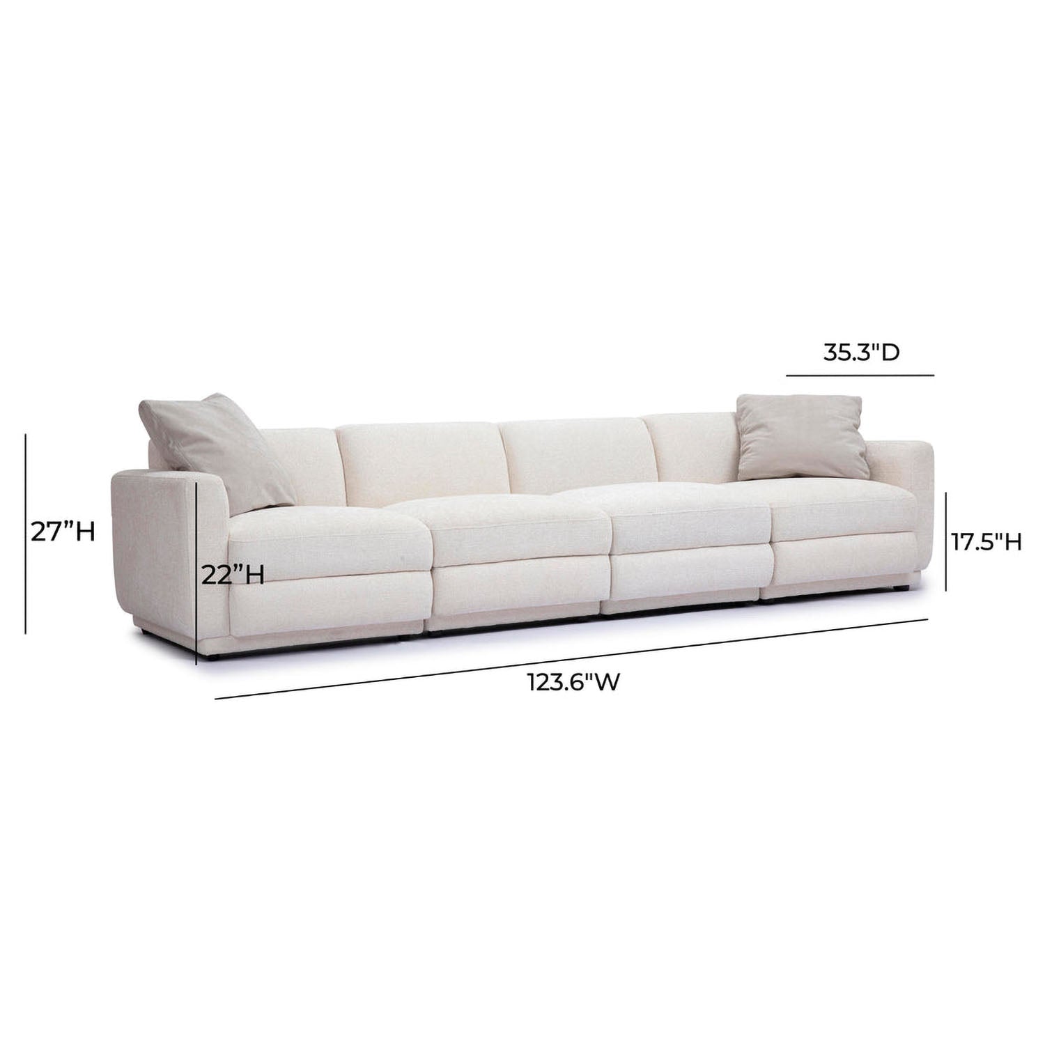 TOV Furniture Perry Cream Chenille Modular Long Sofa