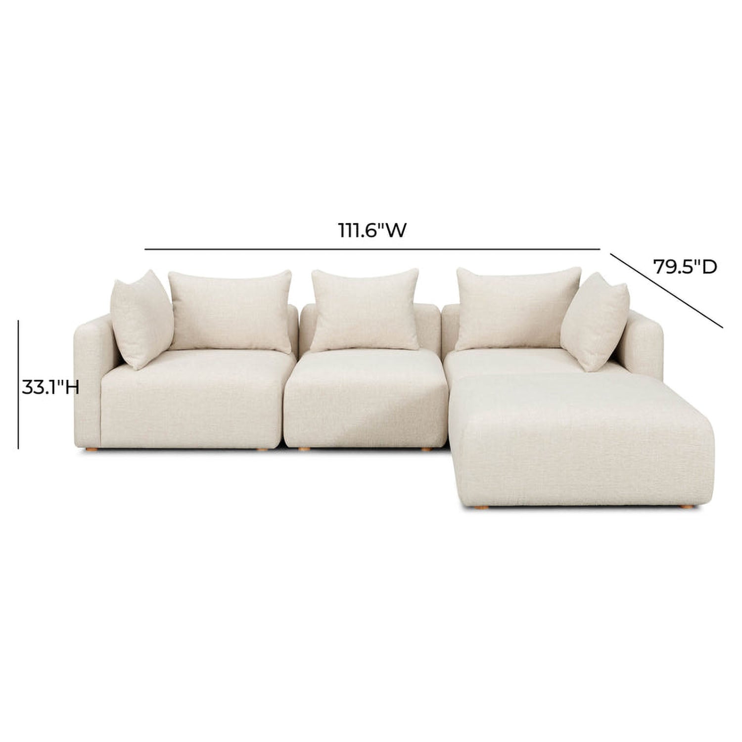 TOV Furniture Hangover 4-Piece Modular Sectional Sofa