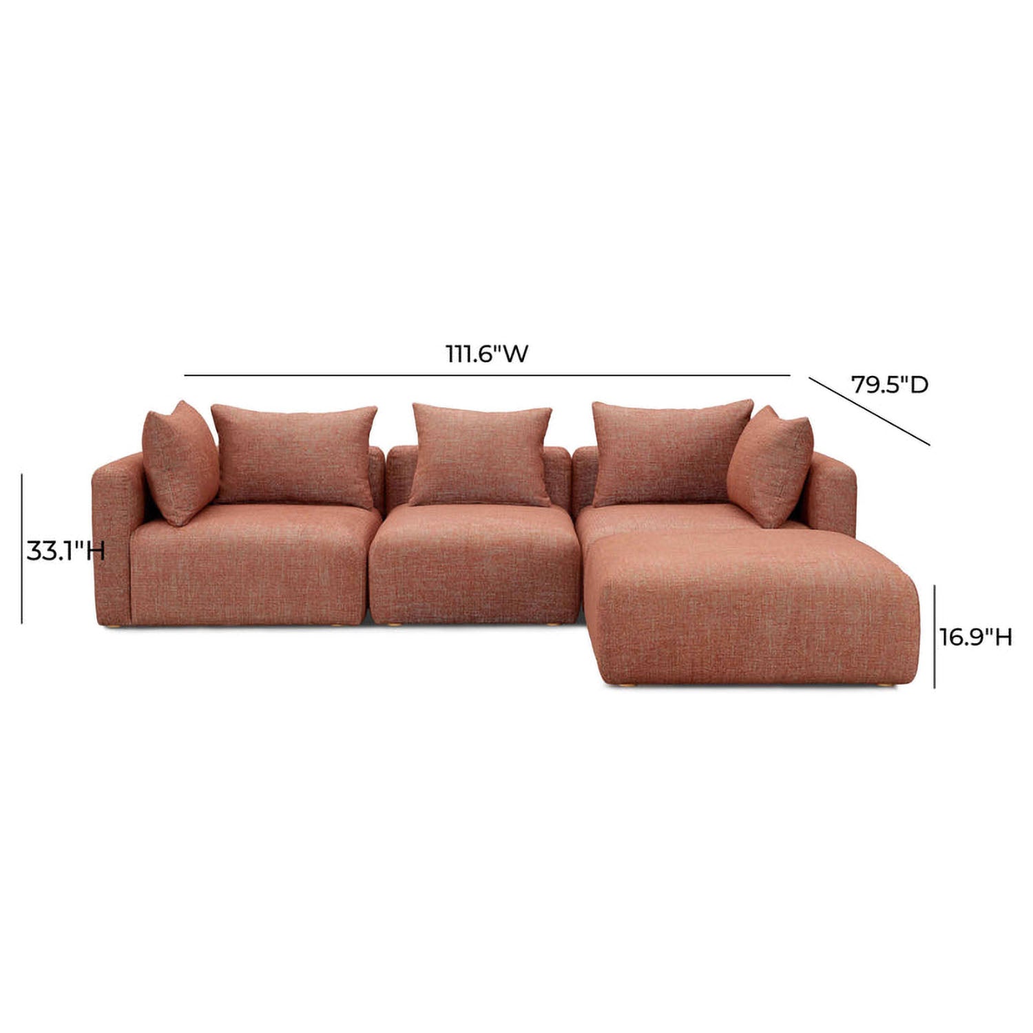 TOV Furniture Hangover 4-Piece Modular Sectional Sofa