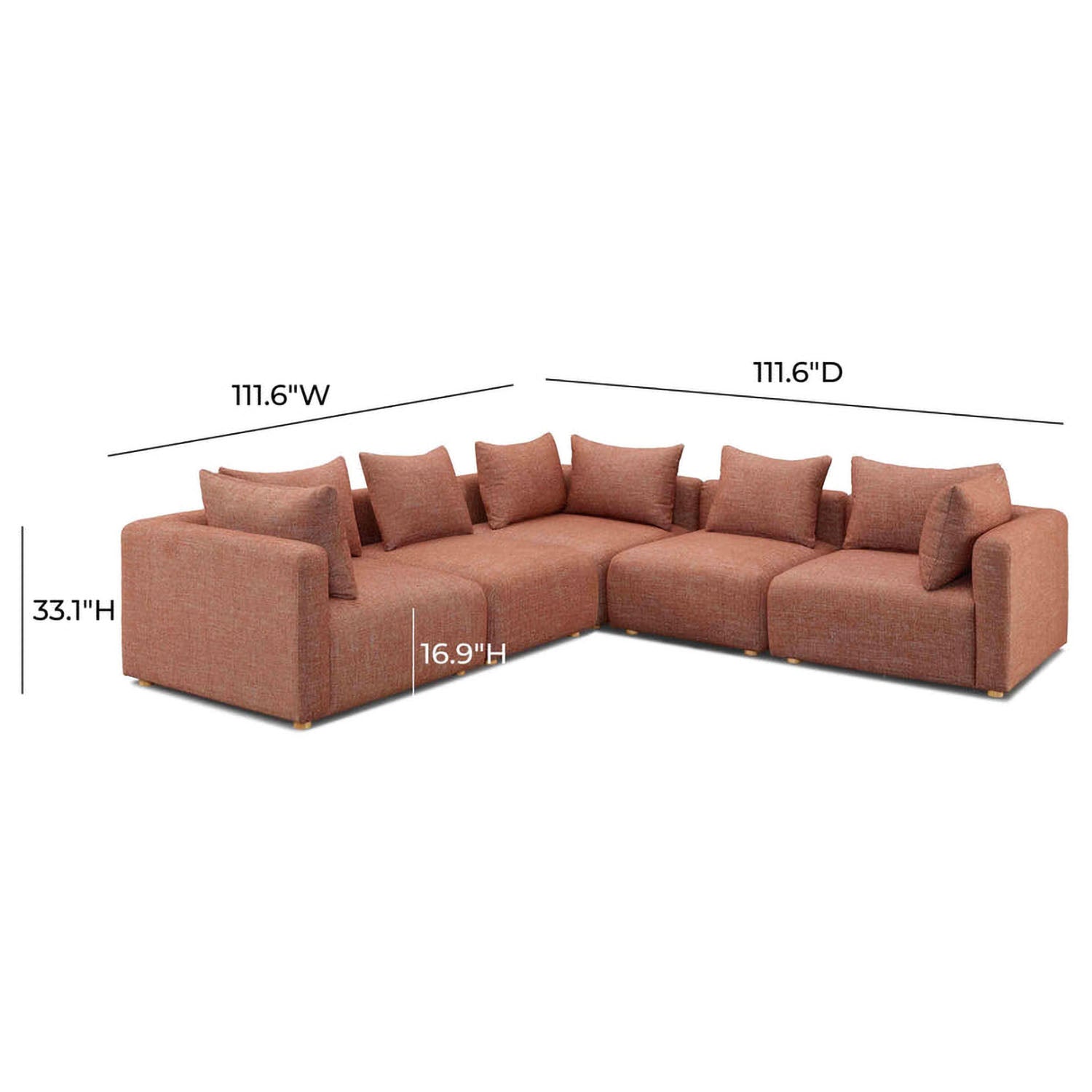 TOV Furniture Hangover 5-Piece Modular L-Sectional Sofa