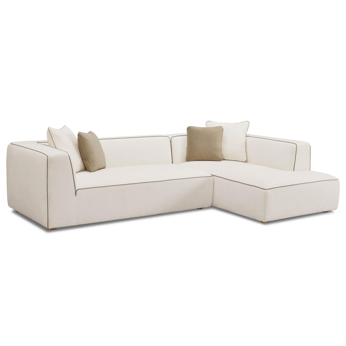TOV Furniture Tristine 2-Piece Cream Linen L-Shaped Sectional in cream linen, primary product view