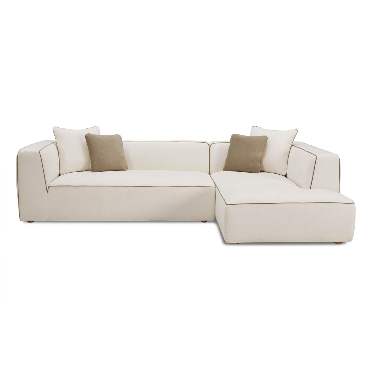 TOV Furniture Tristine Cream Linen L-Shaped 2-Piece Sectional Sofa