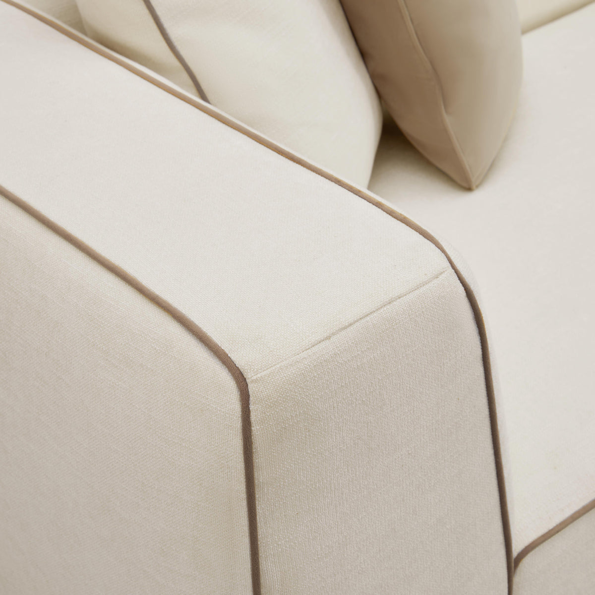 TOV Furniture Tristine Cream Linen L-Shaped 2-Piece Sectional Sofa