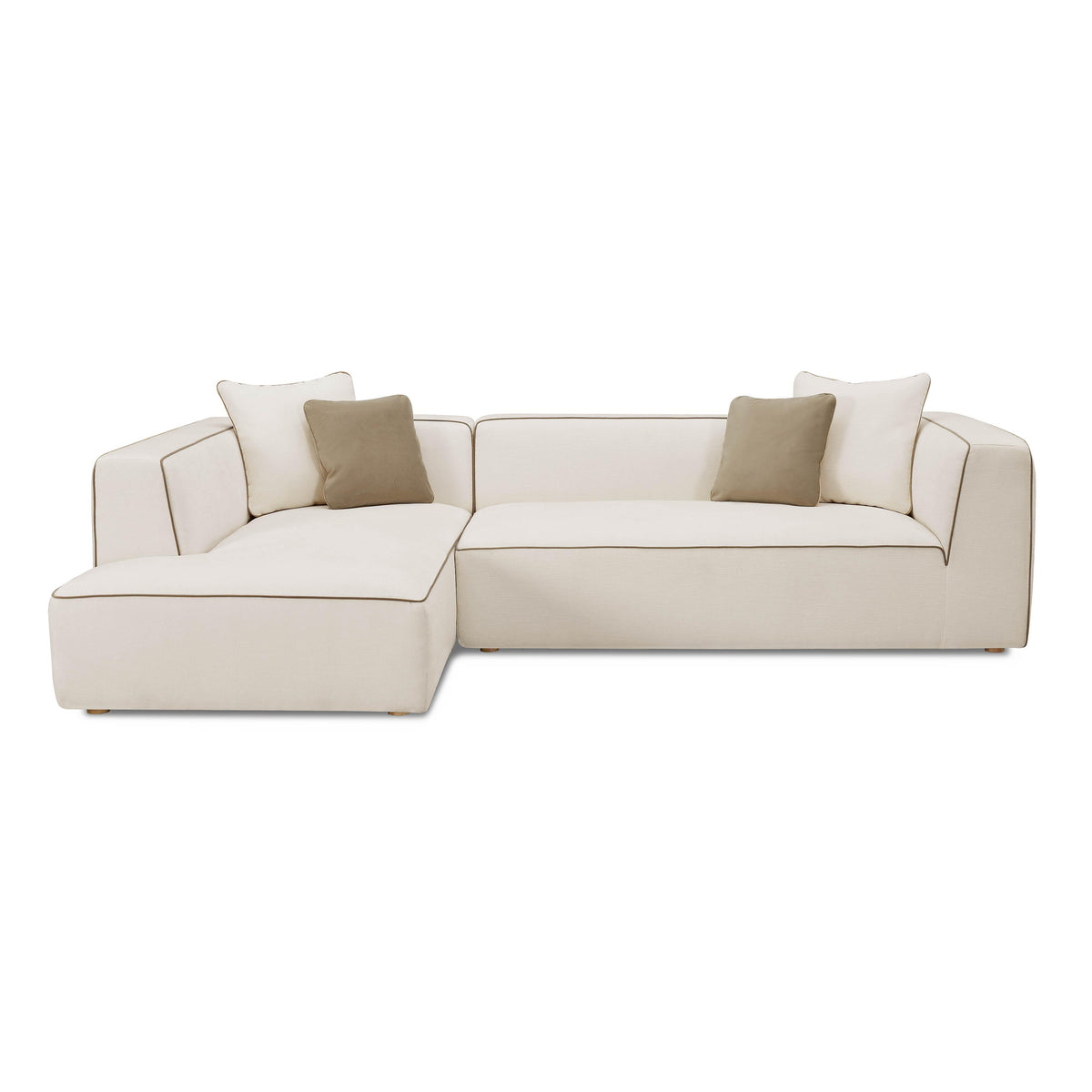 TOV Furniture Tristine Cream Linen L-Shaped 2-Piece Sectional Sofa