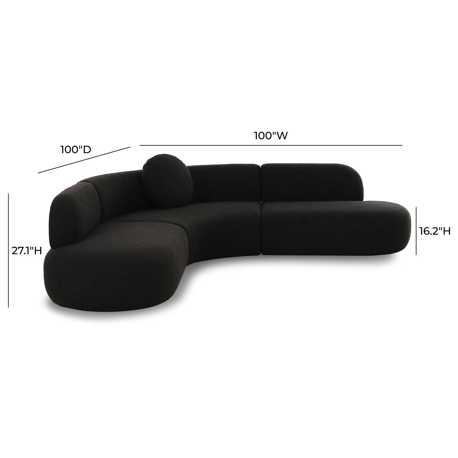 TOV Furniture Broohah Black Performance Boucle Sectional Sofa