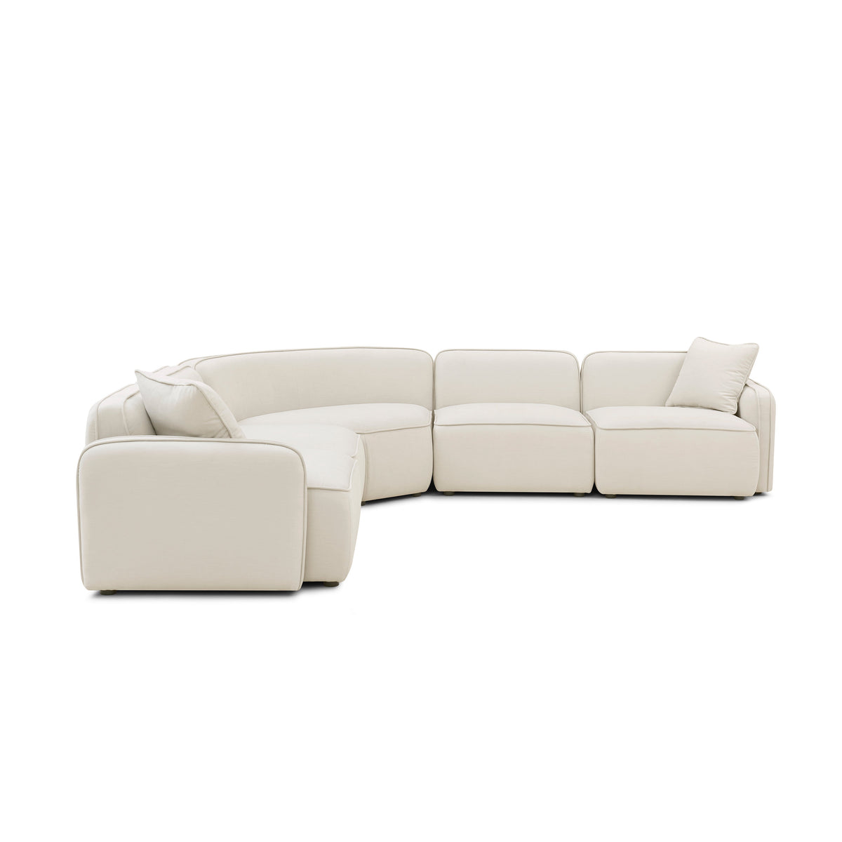 TOV Furniture Travie Sand Upcycled Performance Linen Modular 5-Piece Large L-Sectional Sofa