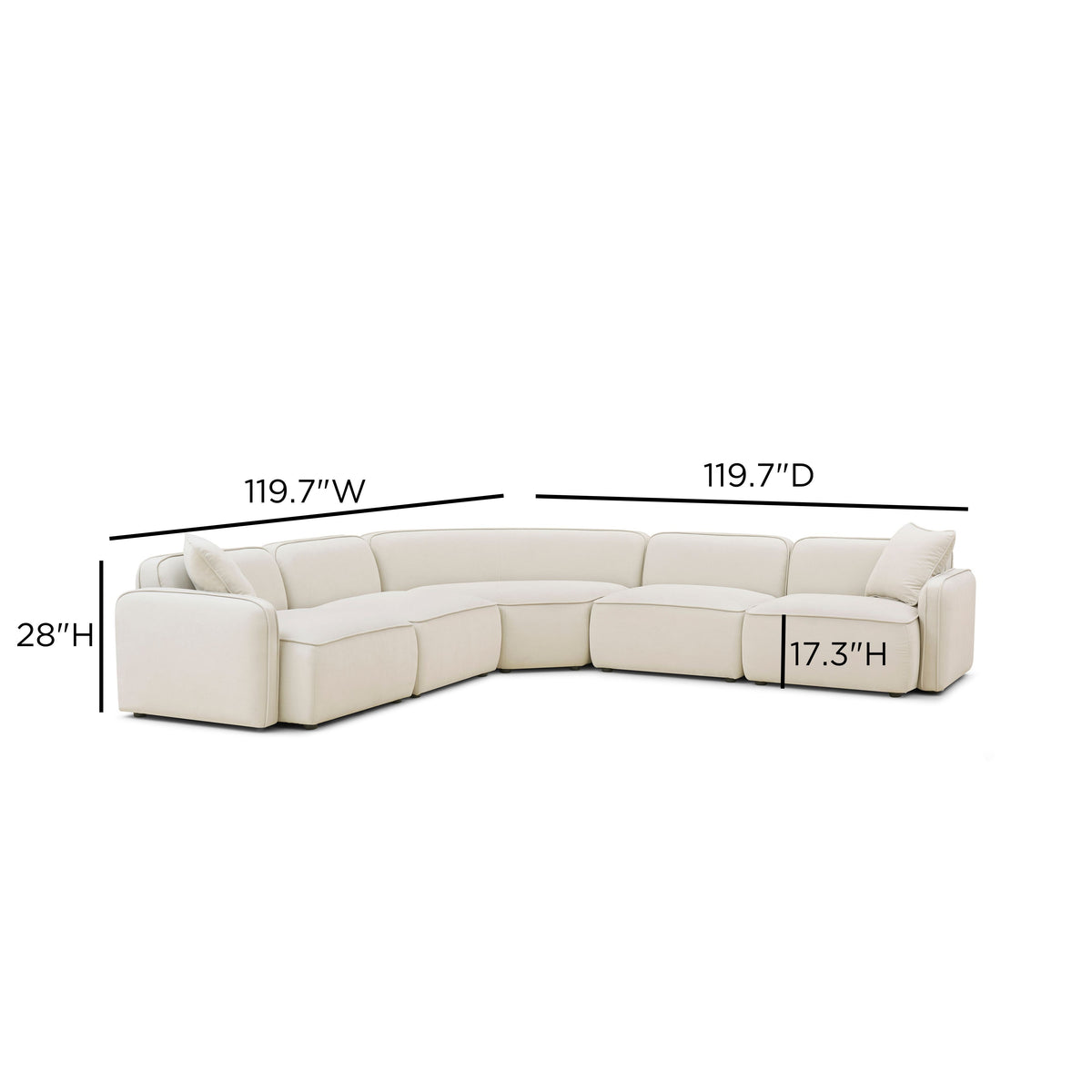 TOV Furniture Travie Sand Upcycled Performance Linen Modular 5-Piece Large L-Sectional Sofa