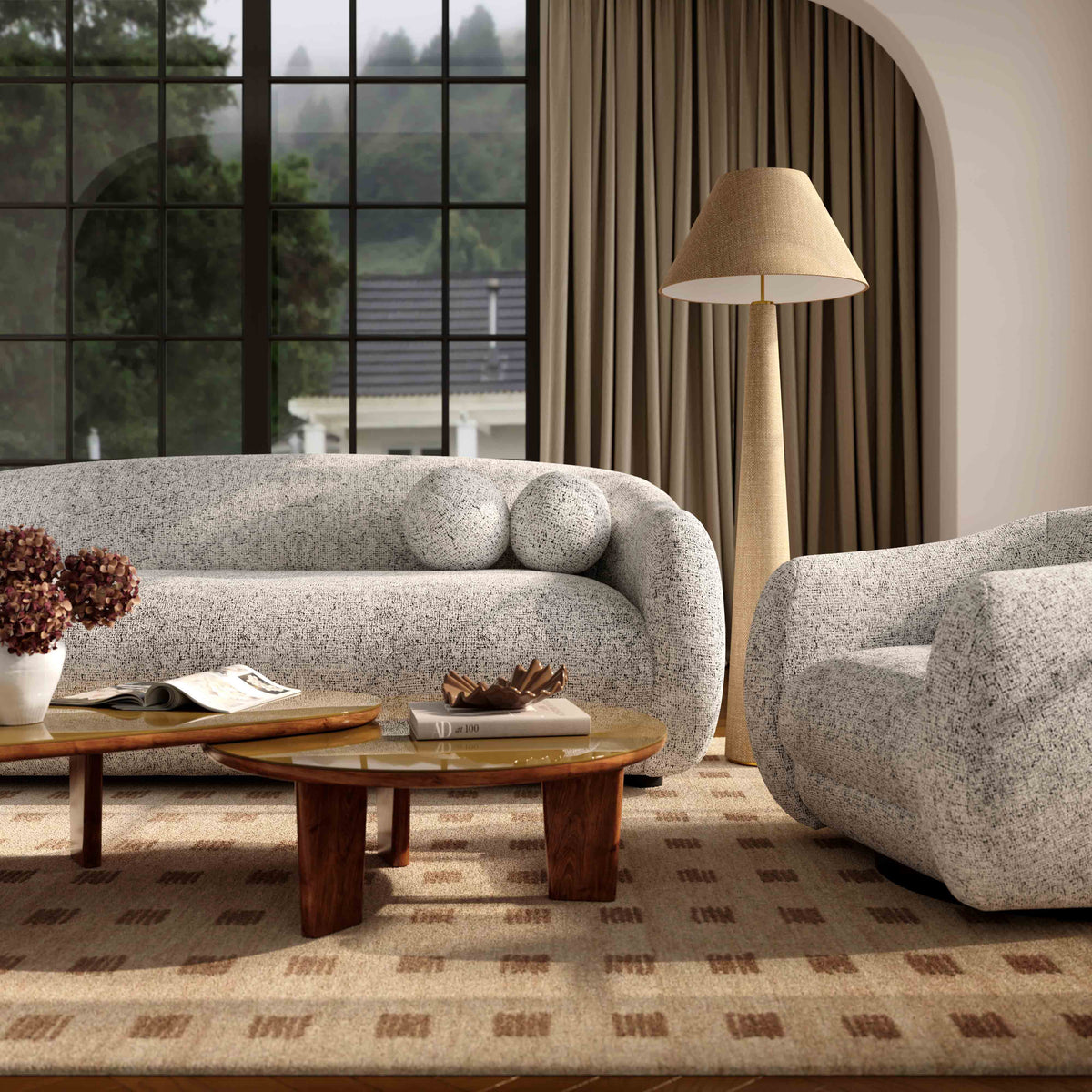 TOV Furniture Judy Black and White Woven Performance Sofa