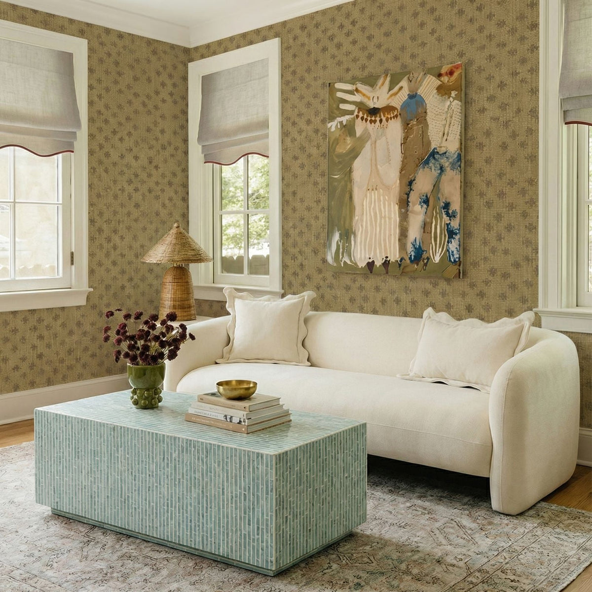 TOV Furniture Lou Cream Performance Velvet Sofa