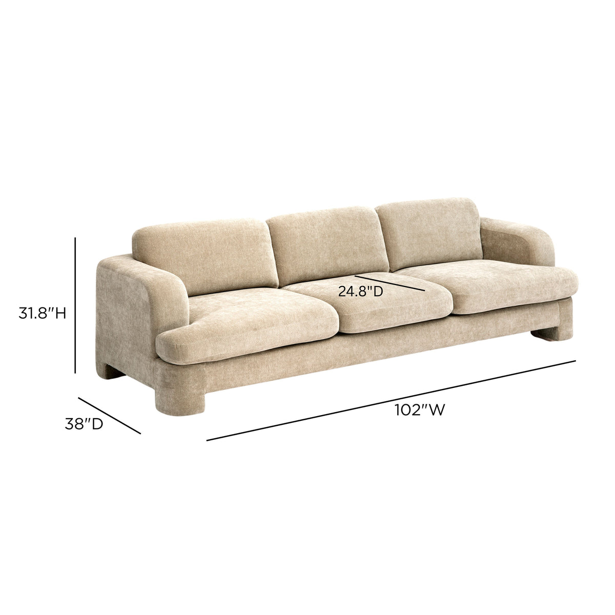 TOV Furniture Halsey Tan Textured Sofa