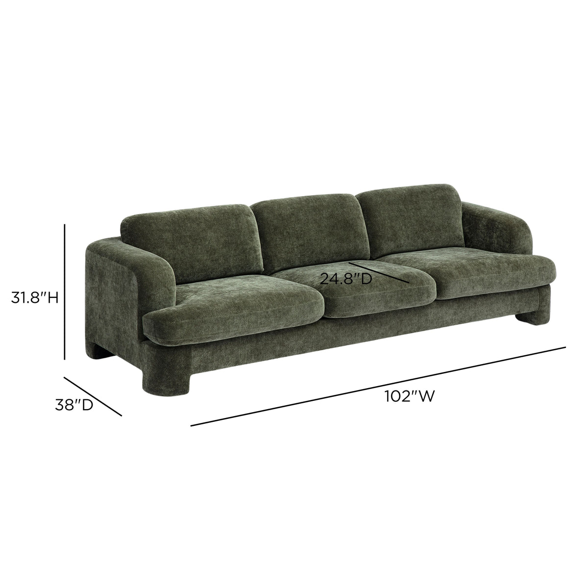 TOV Furniture Halsey Green Textured Sofa