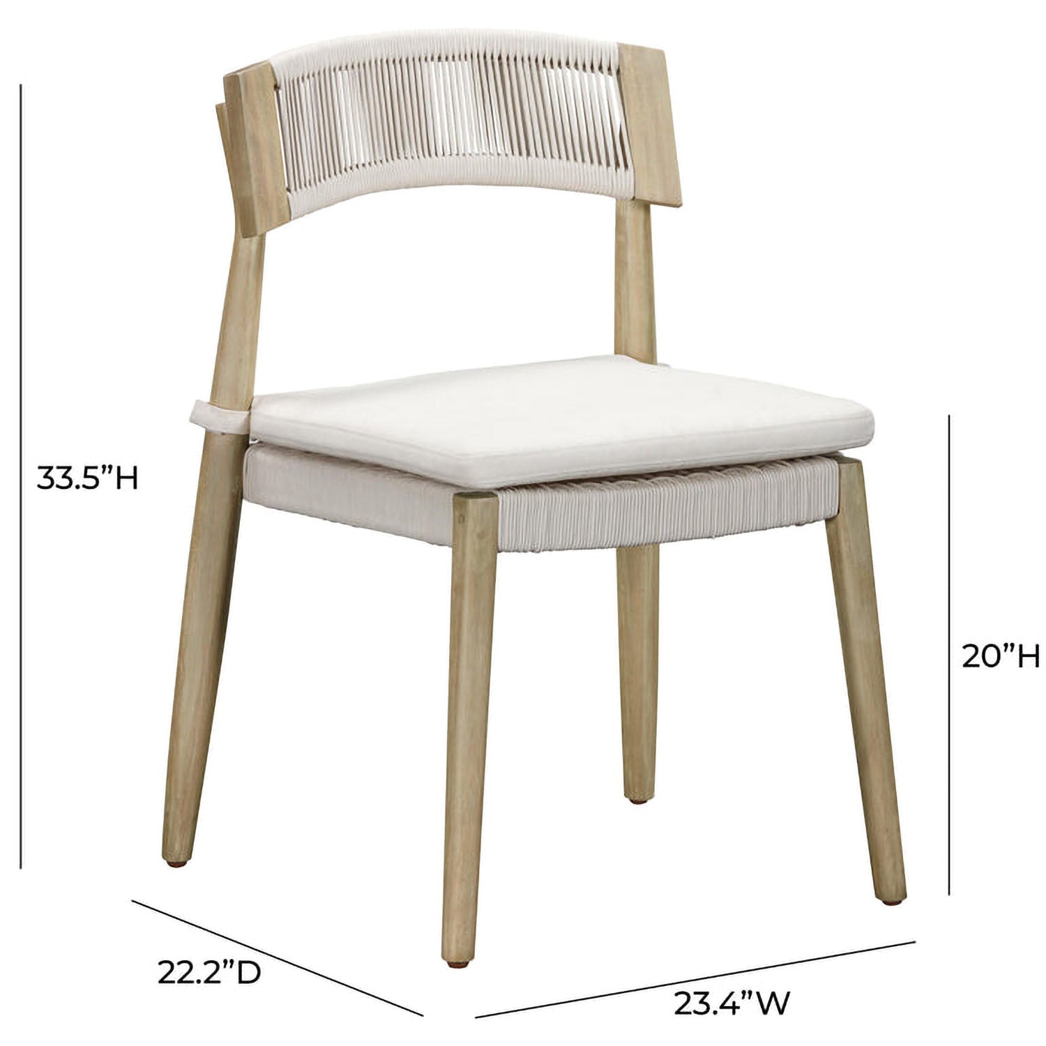 TOV Furniture Gata Cream Outdoor Dining Chair Set of 2