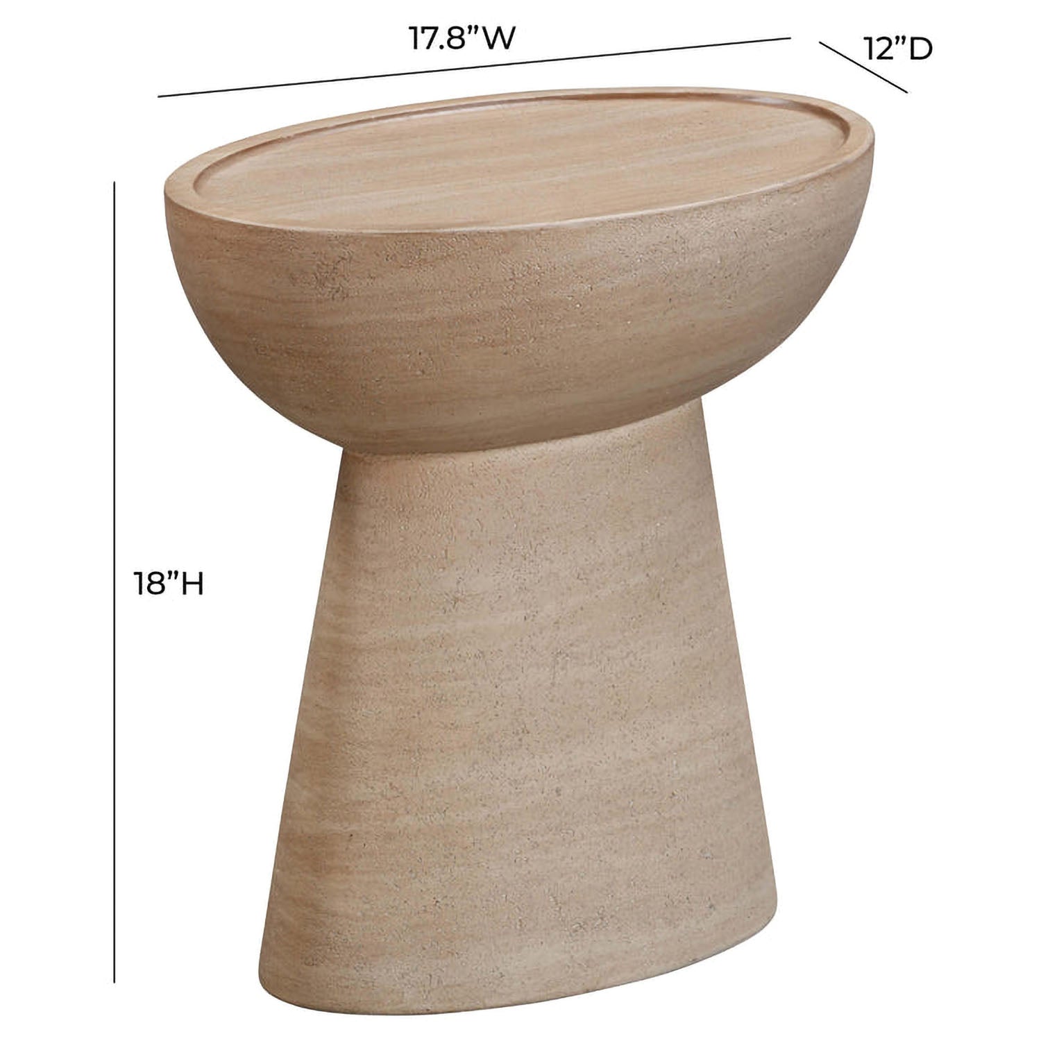 TOV Furniture Eclipse Textured Faux Travertine Indoor/Outdoor Side Table