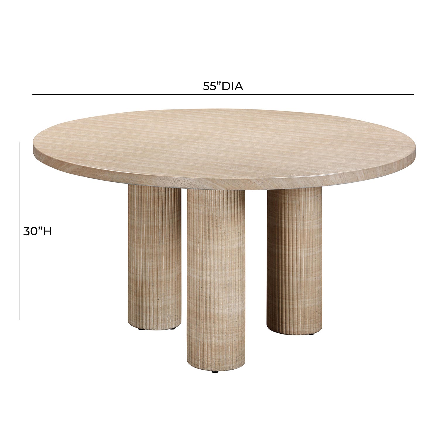 TOV Furniture Patti Textured Faux Travertine Indoor/Outdoor Dining Table
