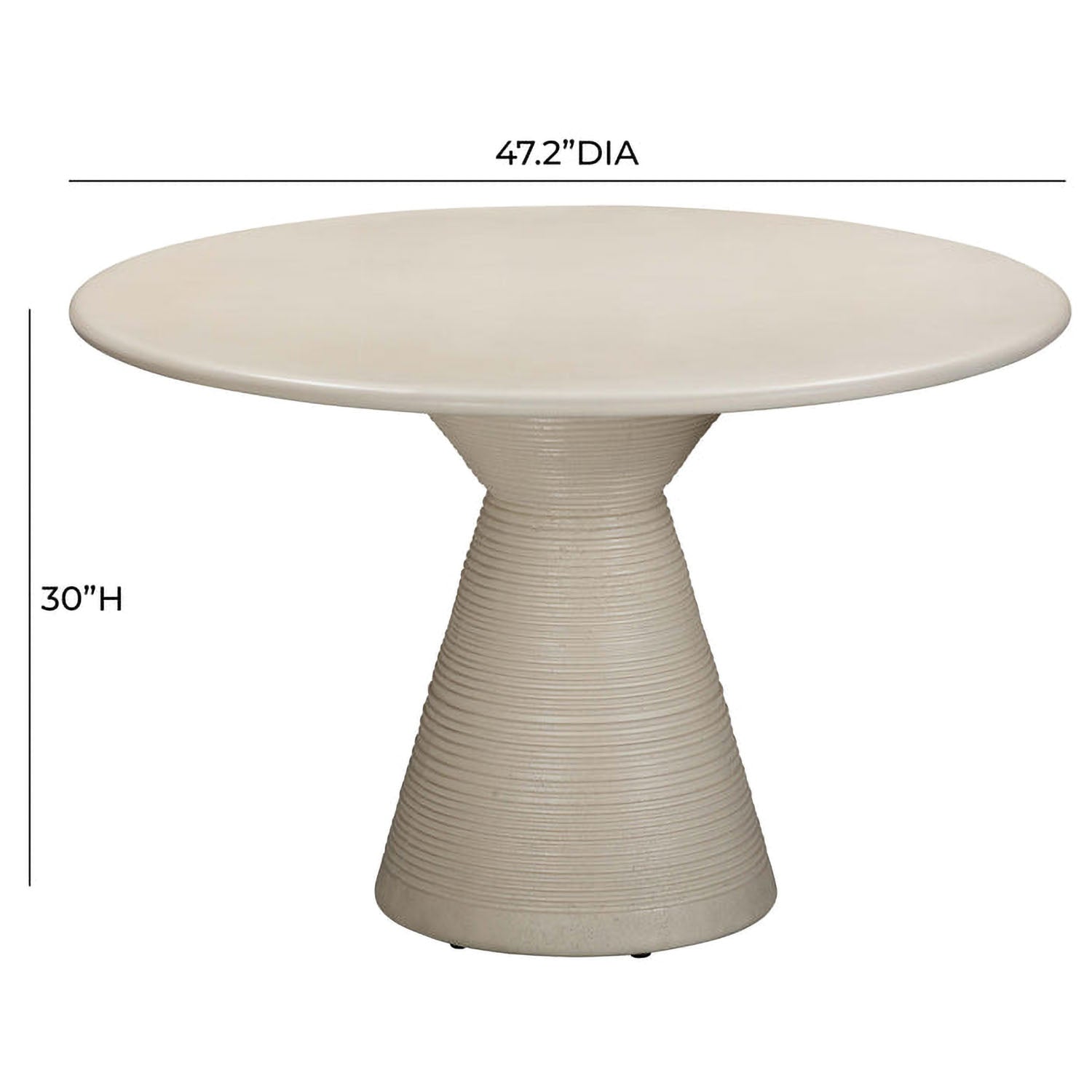 TOV Furniture Fern Beige Textured Faux Plaster Concrete Indoor/Outdoor Round Dining Table