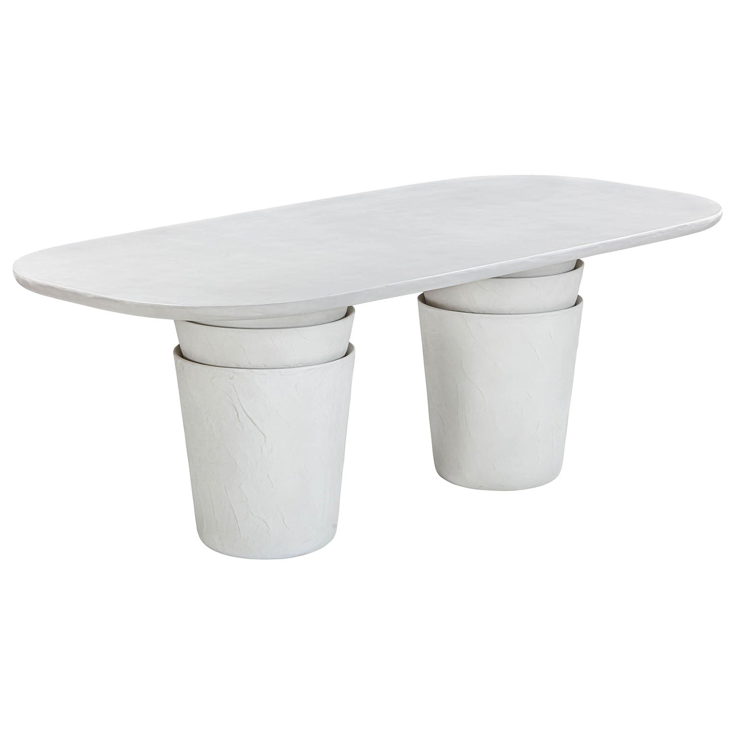 TOV Furniture Margot Light Grey Faux Plaster Indoor/Outdoor Concrete Oval Dining Table