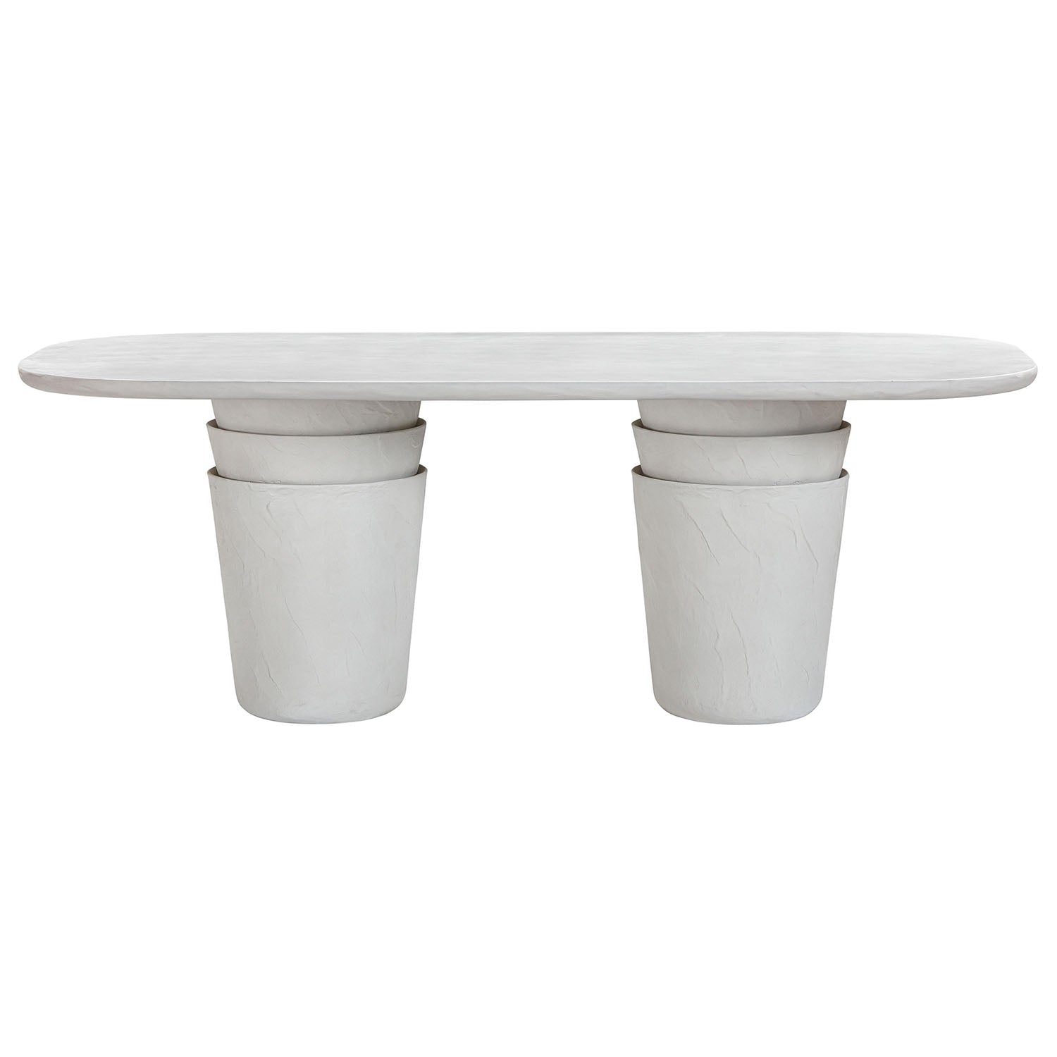 TOV Furniture Margot Light Grey Faux Plaster Indoor/Outdoor Concrete Oval Dining Table