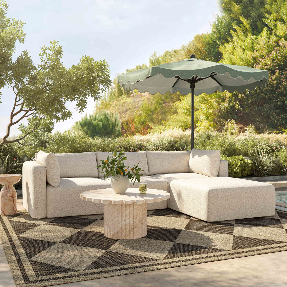 TOV Furniture Hangover Cream Performance Outdoor Modular Armless Chair