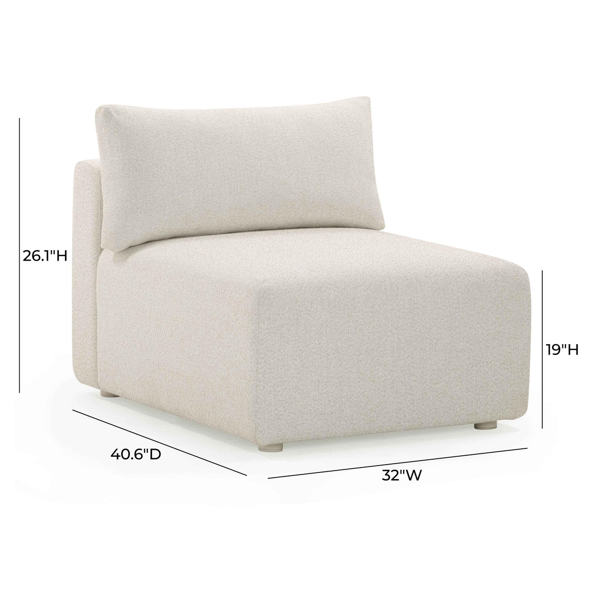 TOV Furniture Hangover Cream Performance Outdoor Modular Armless Chair