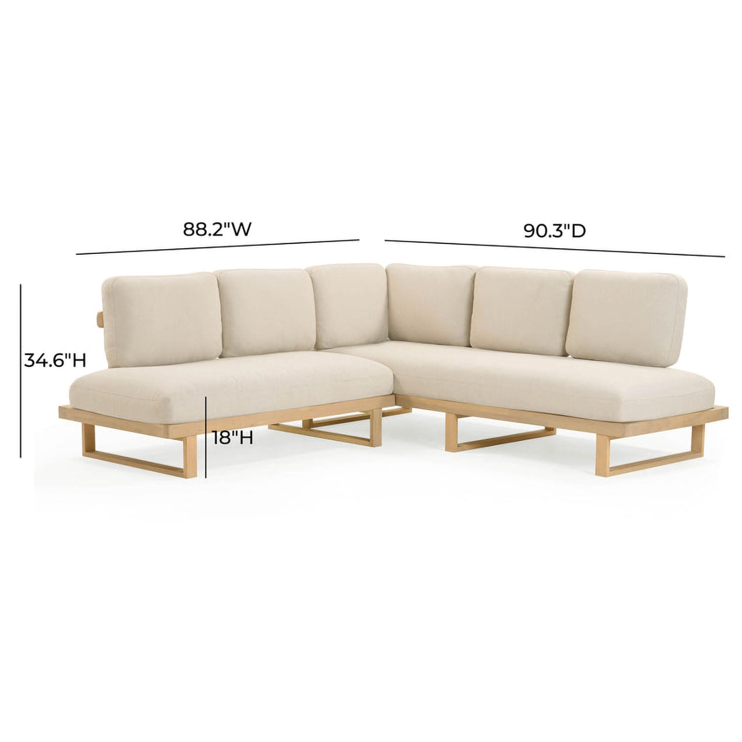 TOV Furniture Evan Cream Outdoor L-Sectional Sofa